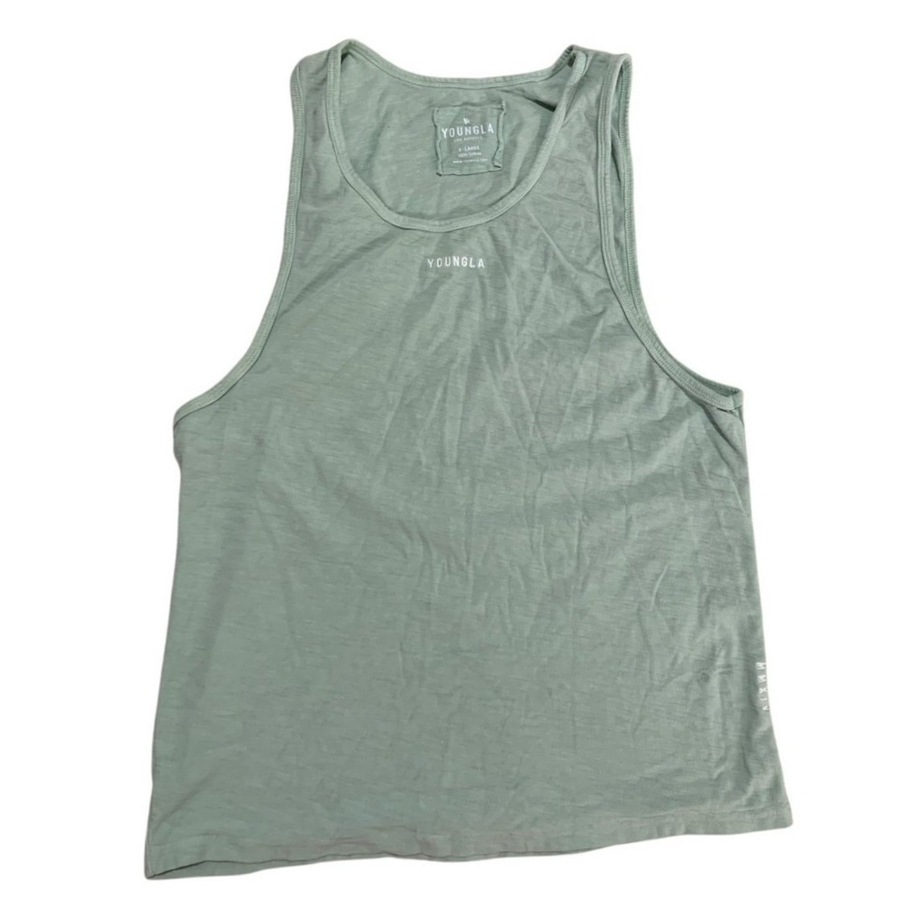 YoungLA Tank Top Mens XL Sage Green Slub Cotton Gym Streetwear Bodybuilding